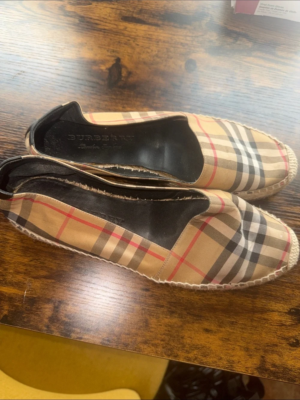 Women's Plaid Espadrille Slip-On Flats in Beige